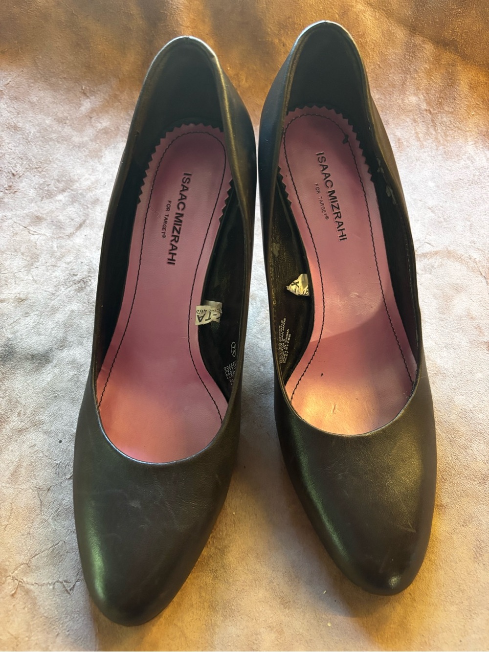 Isaac Mizrahi Black Pointed-Toe Pumps with Pink Insole Accents